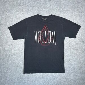 Volcom T Shirt Mens Medium Black Red Stone Logo Skate Surf Streetwear